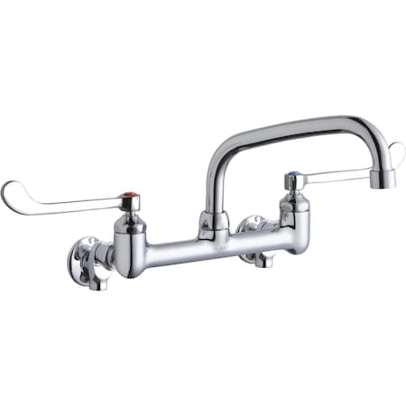Elkay Elkay 8" Centers Wall Faucet 8" Arc Tube Spout 6" Wsbld Hdl Inlet+Stop LK940AT08T6S